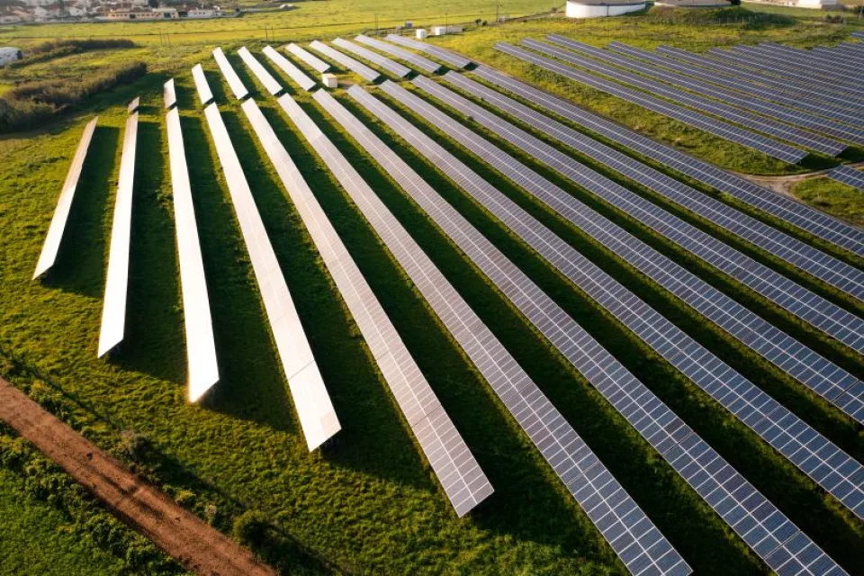 solar panels and road